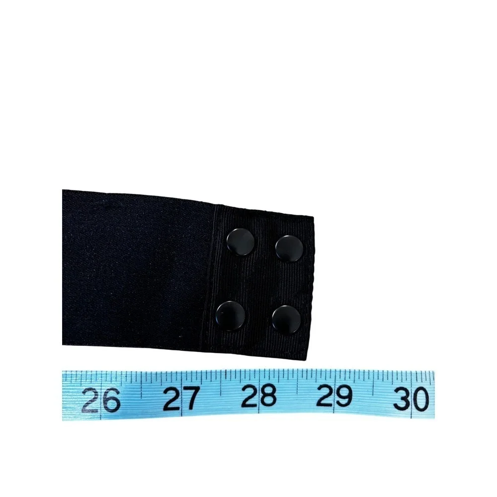 J. Crew Black Elastic Belt Embellished Flowers Rhinestones Snap Closure M L - Picture 6 of 8